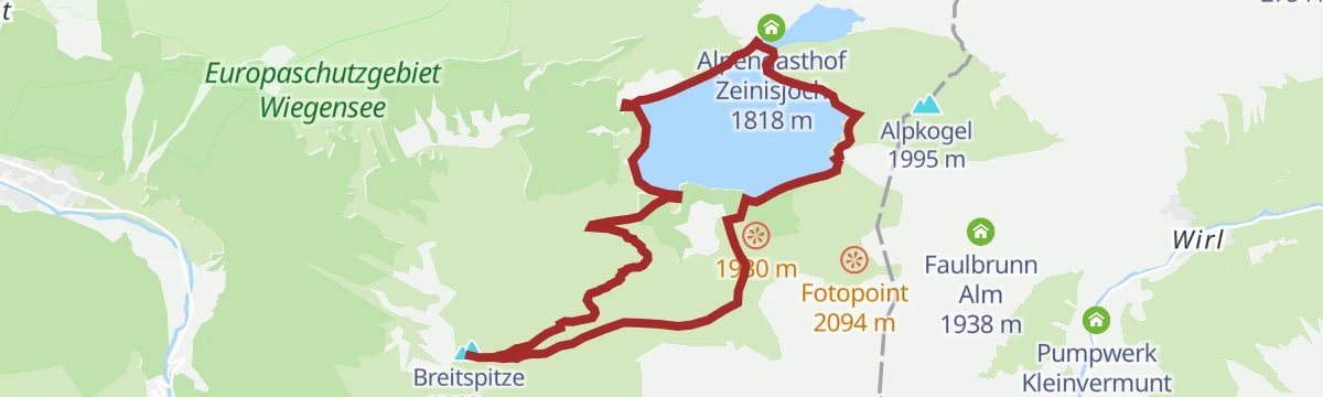 Route map: Gipfelerlebnis Breitspitze (2.203 m)